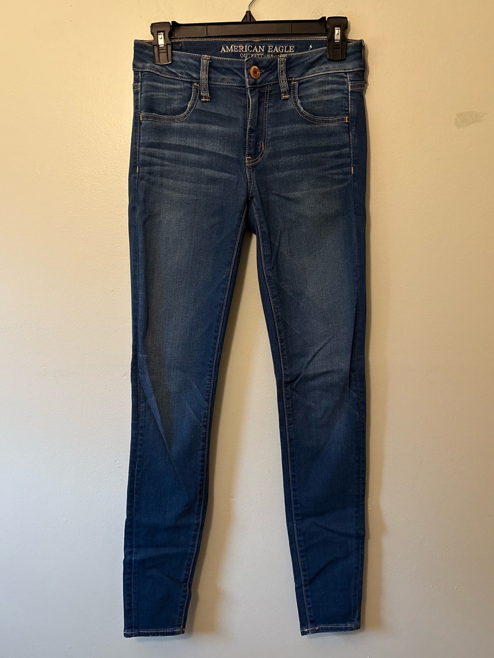 American Eagle Outfitters Navy Blue Skinny Jeans, Jeggings, Size 4 Long